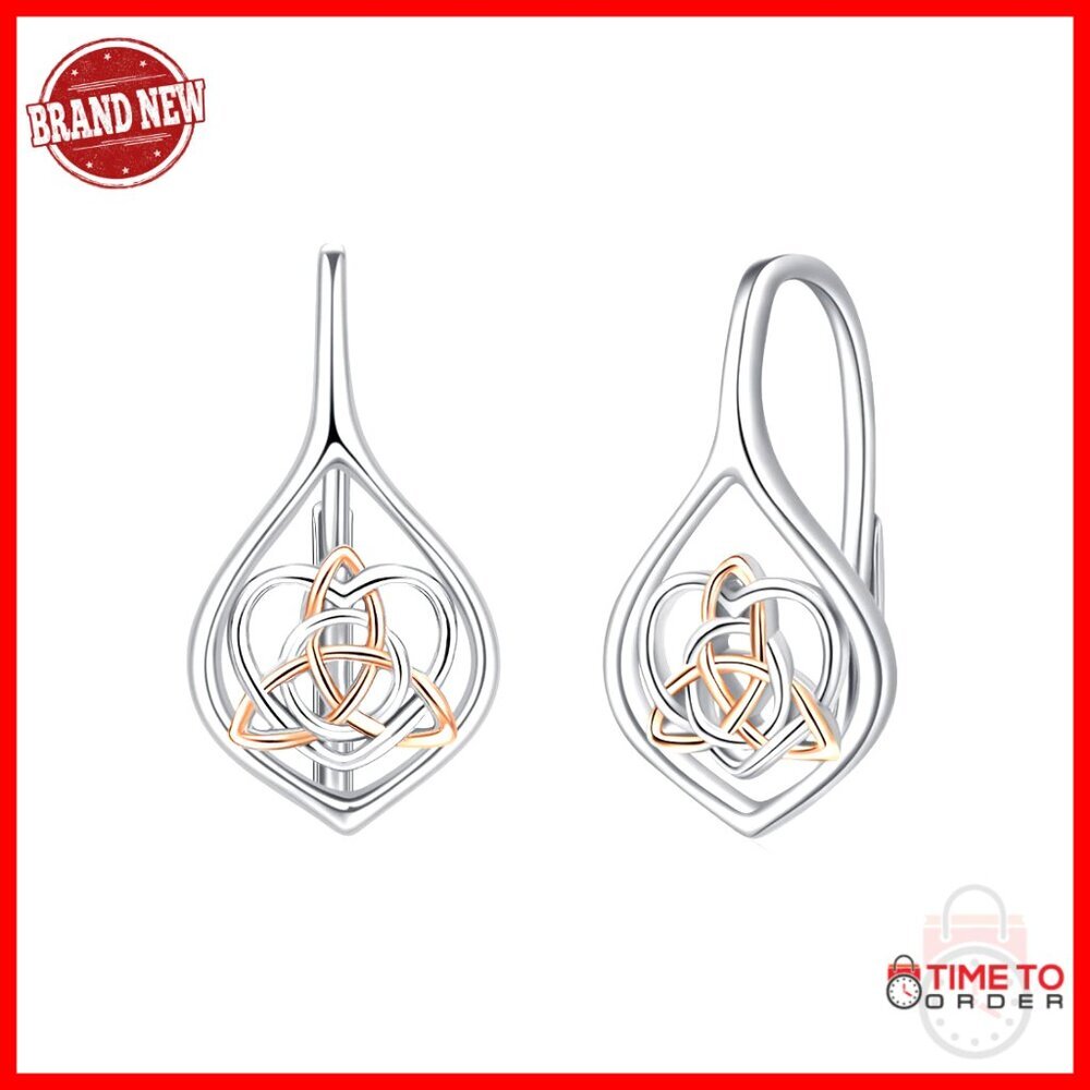 Sterling Silver Celtic Knot Leverback Earrings - Hypoallergenic Moonstone